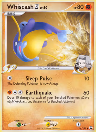 Whiscash E4 54/111 Pokemon card