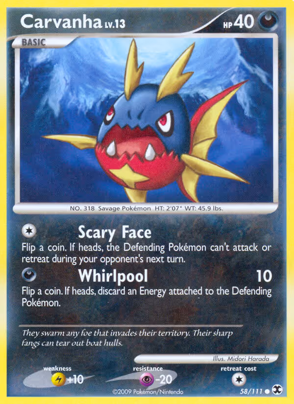 Carvanha 58/111 Pokemon card