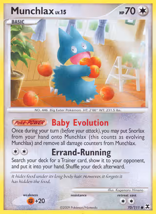 Munchlax 70/111 Pokemon card