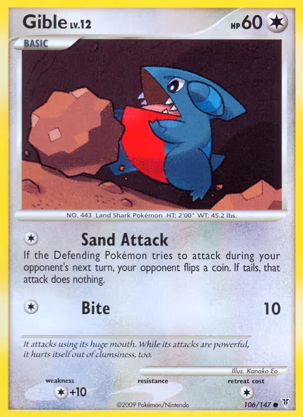 Gible 106/147 Pokemon card