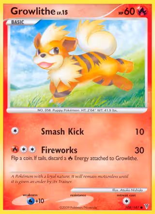 Growlithe 108/147 Pokemon card