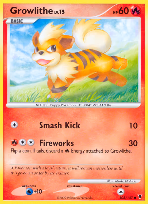 Growlithe 108/147 Pokemon card
