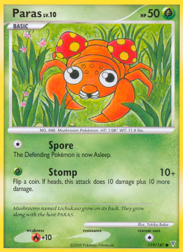Paras 119/147 Pokemon card