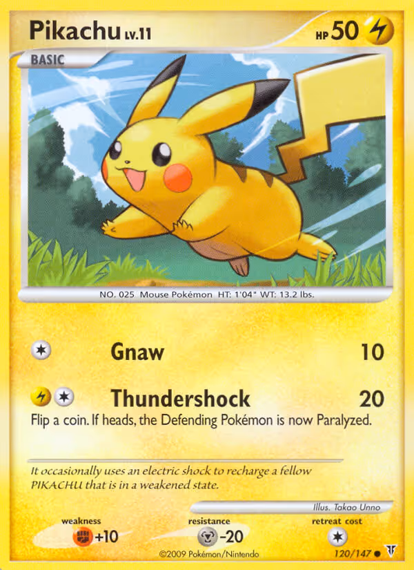 Pikachu 120/147 Pokemon card