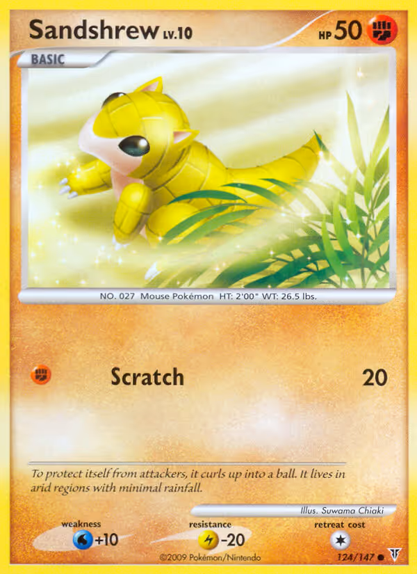 Sandshrew 124/147 Pokemon card