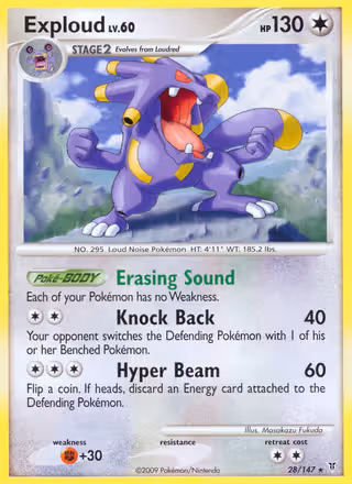 Exploud 28/147 Pokemon card