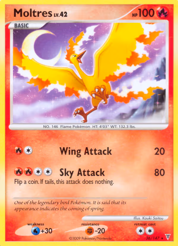 Moltres 36/147 Pokemon card