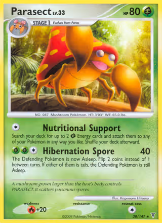 Parasect 38/147 Pokemon card