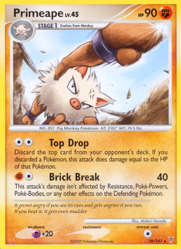 Primeape 39/147 Pokemon card