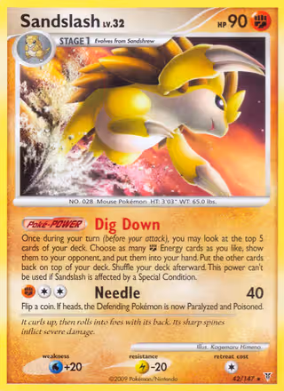 Sandslash 42/147 Pokemon card