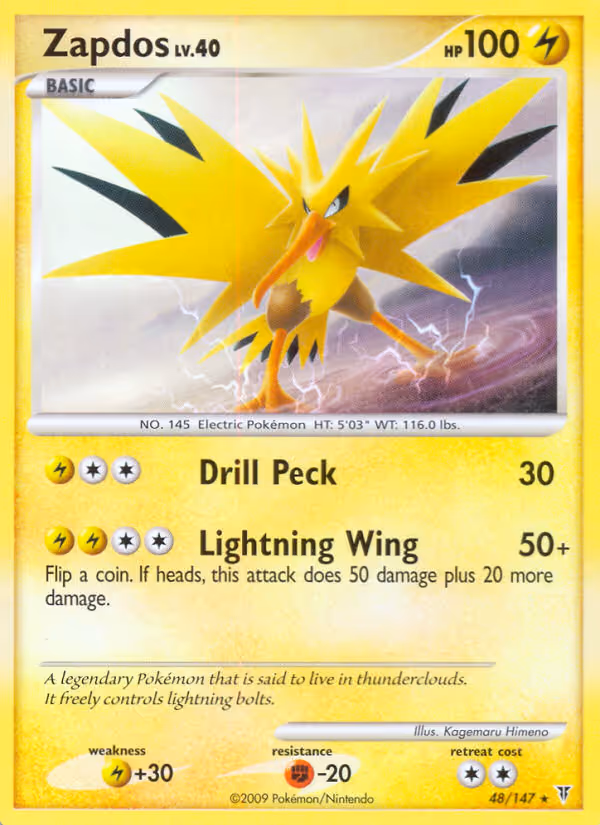 Zapdos 48/147 Pokemon card
