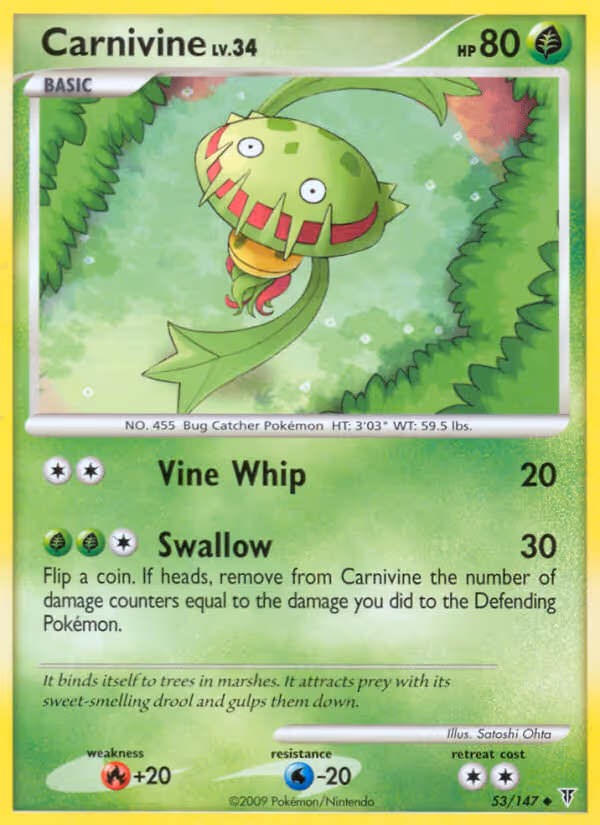 Carnivine 53/147 Pokemon card