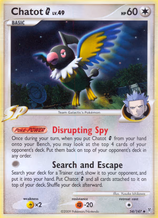 Chatot G 54/147 Pokemon card