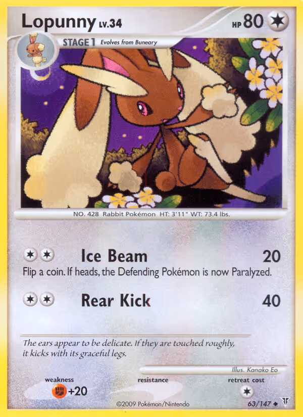 Lopunny 63/147 Pokemon card