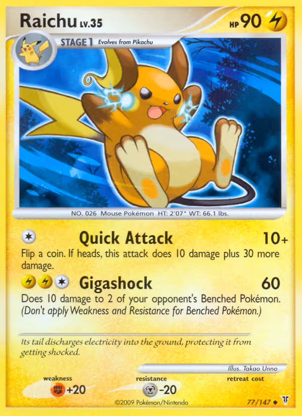 Raichu 77/147 Pokemon card
