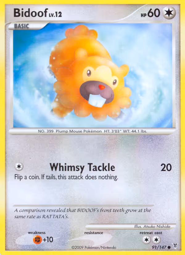 Bidoof 91/147 Pokemon card