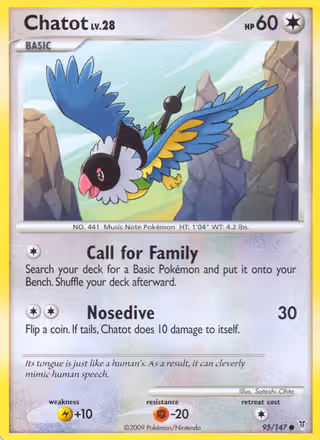 Chatot 95/147 Pokemon card