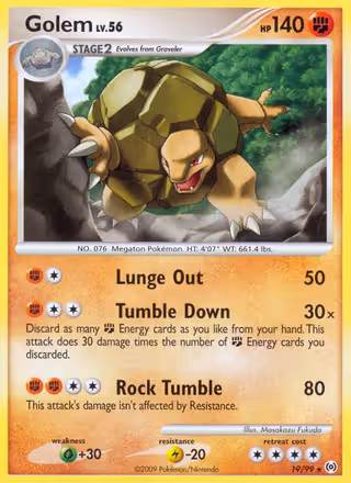 Golem 19/99 Pokemon card