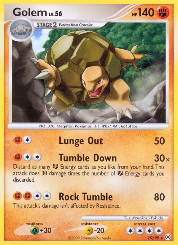 Golem 19/99 Pokemon card