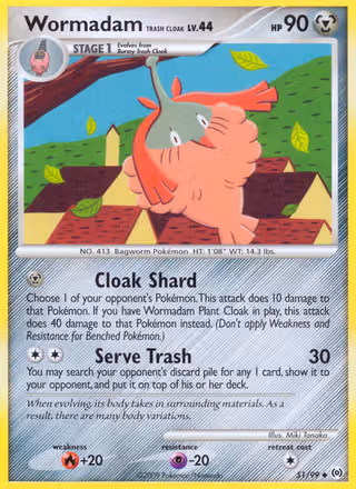 Wormadam Trash Cloak 51/99 Pokemon card