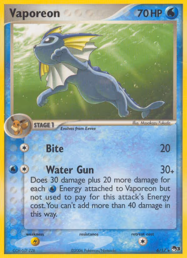 Vaporeon 6/17 Pokemon card