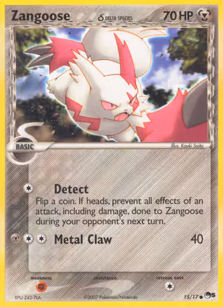 Zangoose δ 15/17 Pokemon card
