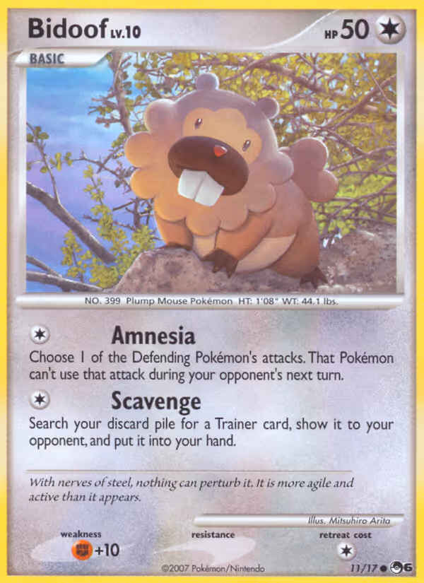 Bidoof 11/17 Pokemon card