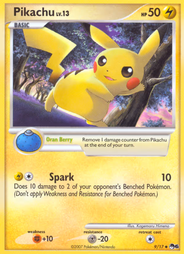 Pikachu 9/17 Pokemon card