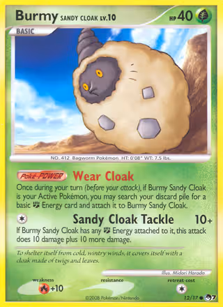 Burmy Sandy Cloak 12/17 Pokemon card