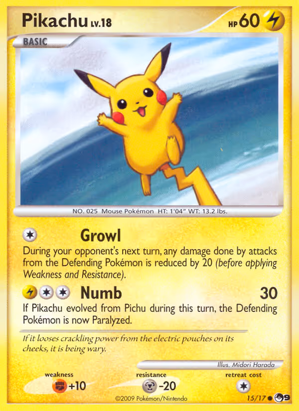 Pikachu 15/17 Pokemon card