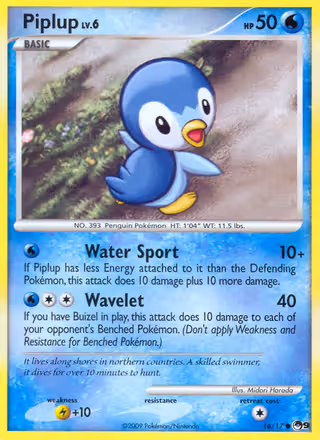 Piplup 16/17 Pokemon card
