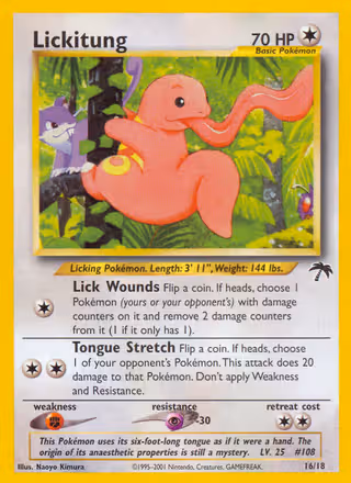 Lickitung 16/18 Pokemon card