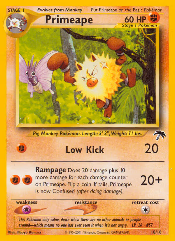 Primeape 18/18 Pokemon card
