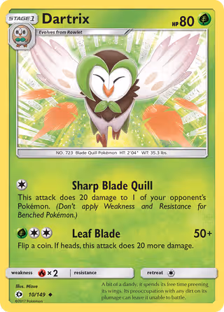 Dartrix 10/149 Pokemon card