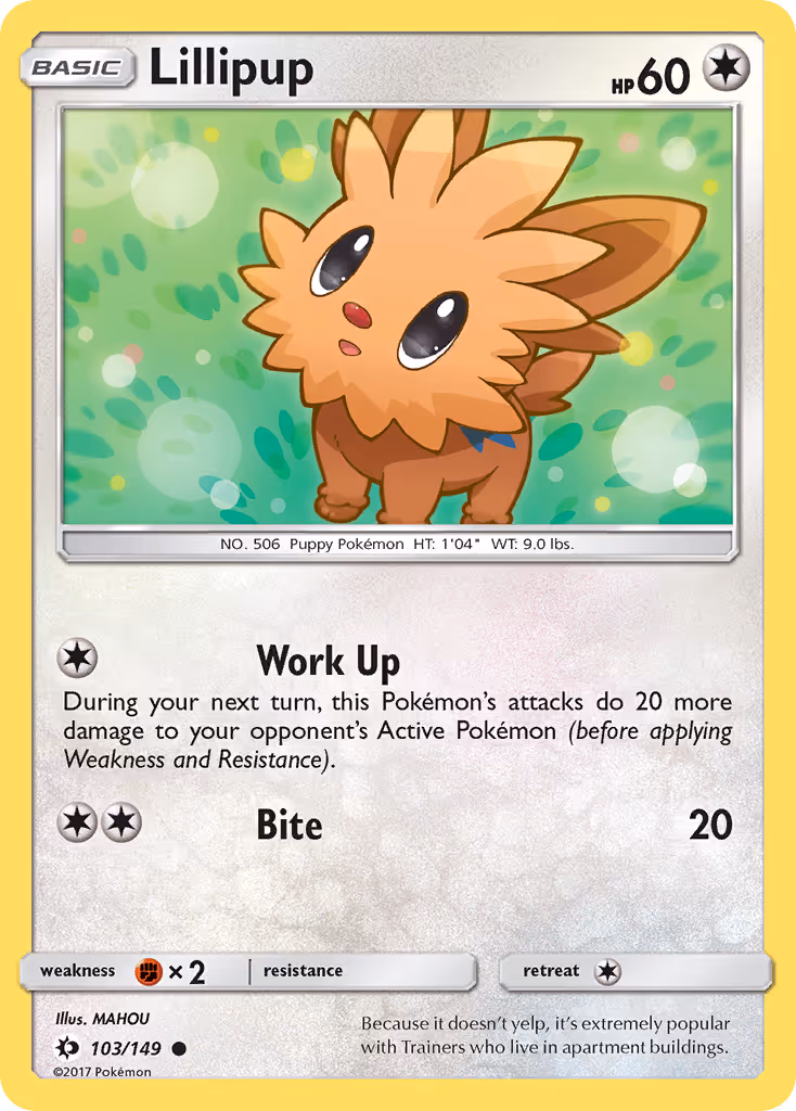 Lillipup 103/149 Pokemon card