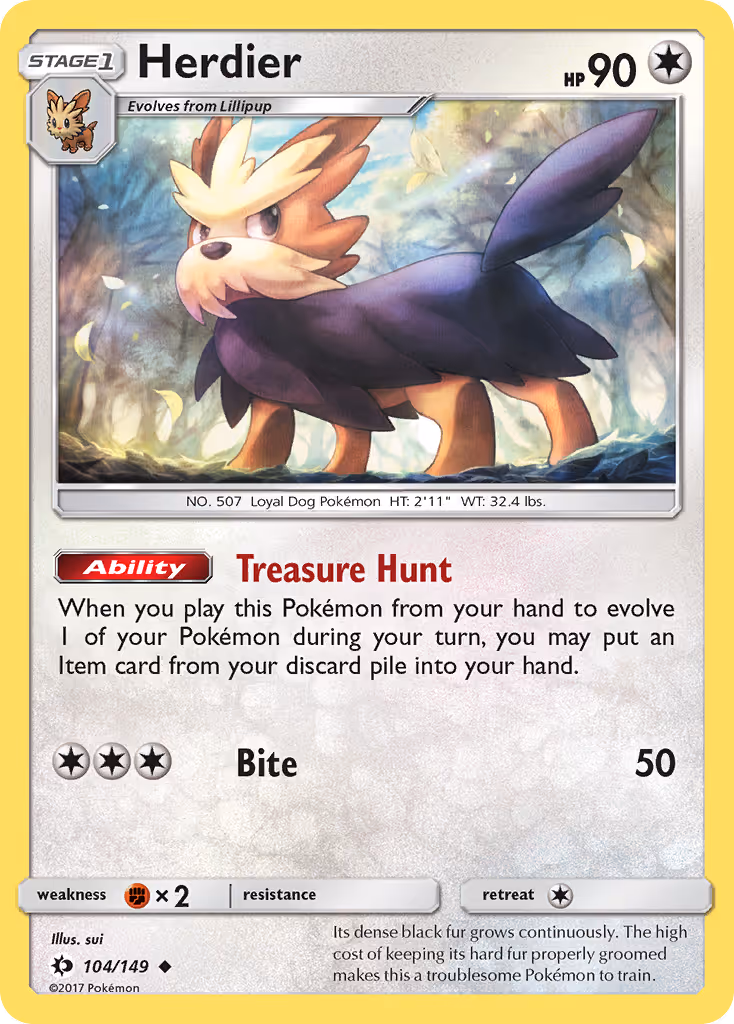 Herdier 104/149 Pokemon card
