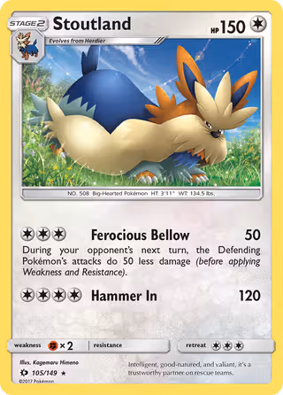 Stoutland 105/149 Pokemon card