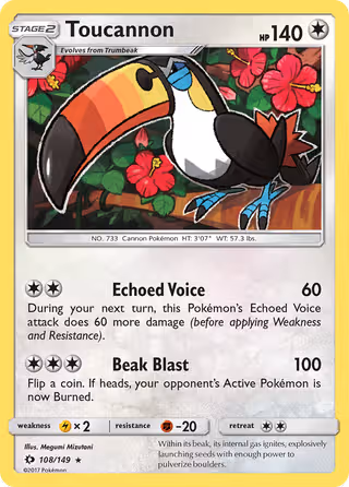 Toucannon 108/149 Pokemon card