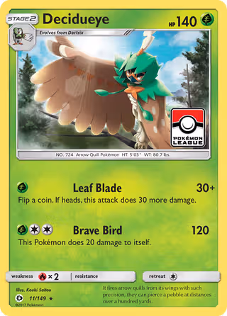 Decidueye 11/149 Pokemon card
