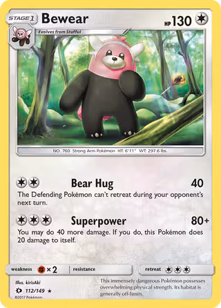 Bewear 112/149 Pokemon card