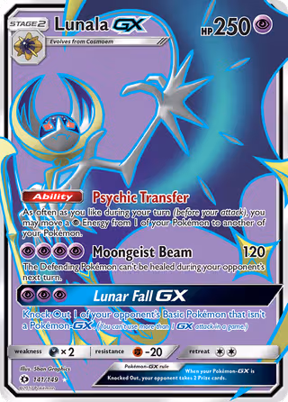 Lunala GX 141/149 Pokemon card