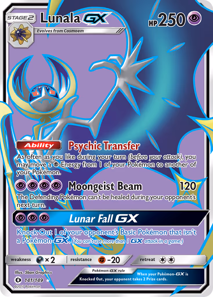 Lunala GX 141/149 Pokemon card