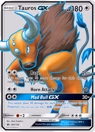 Tauros GX 144/149 Pokemon card
