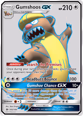 Gumshoos GX 145/149 Pokemon card