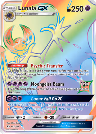 Lunala GX 153/149 Pokemon card