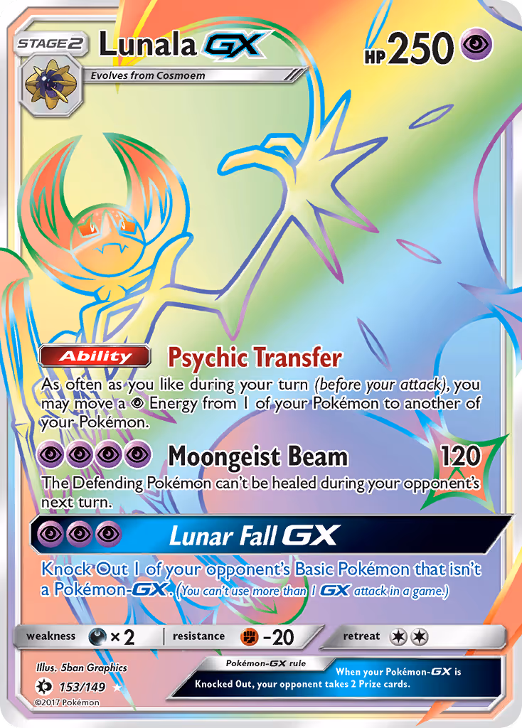 Lunala GX 153/149 Pokemon card