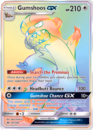 Gumshoos GX 157/149 Pokemon card