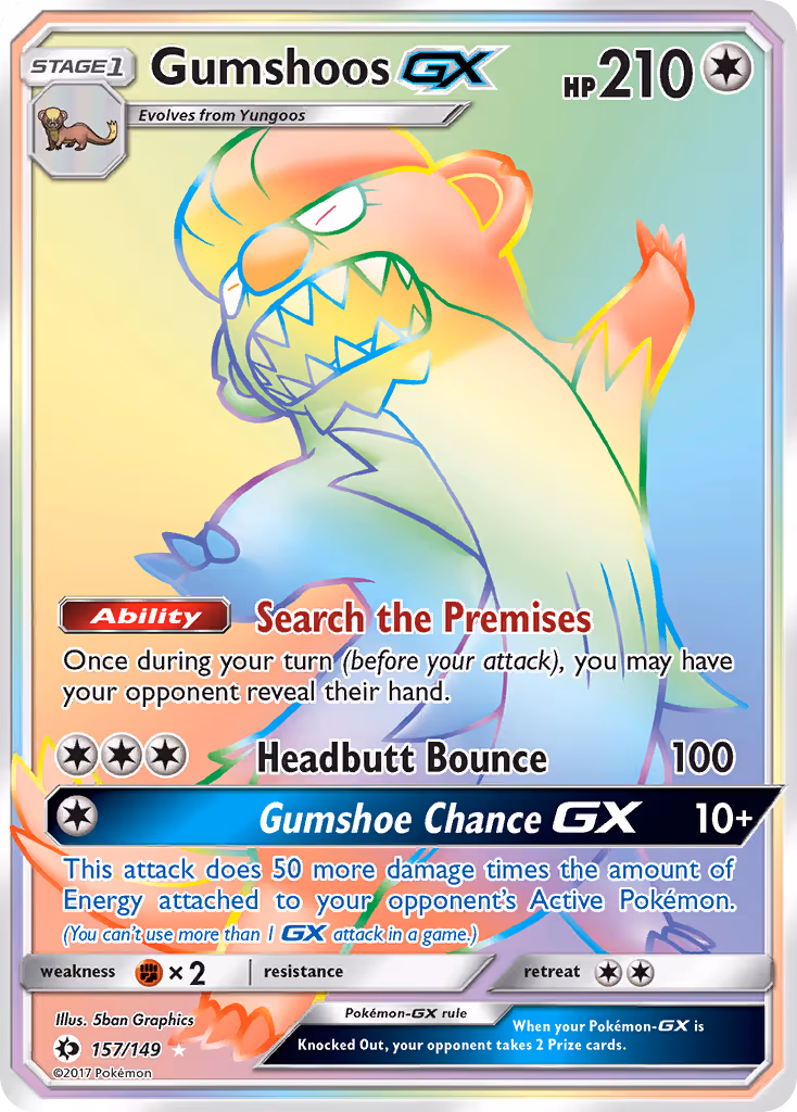 Gumshoos GX 157/149 Pokemon card