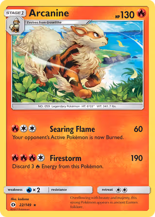Arcanine 22/149 Pokemon card