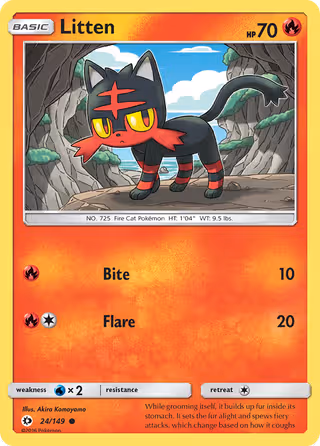 Litten 24/149 Pokemon card